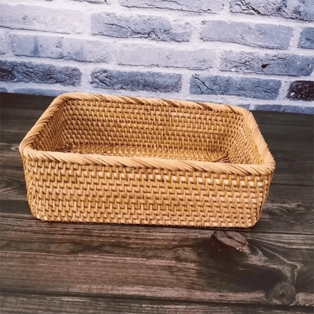 Handwoven Rattan Storage Basket | Desktop & Kitchen Organizer Rattan Storage Basket Richie's M