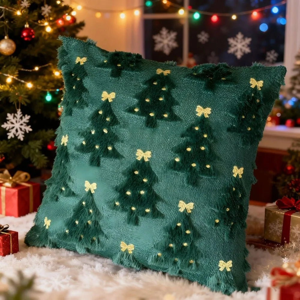 Christmas Tree Embroidered Cushion Cover – Festive Pillow Case Decorative Pillow Cover Richie's 06