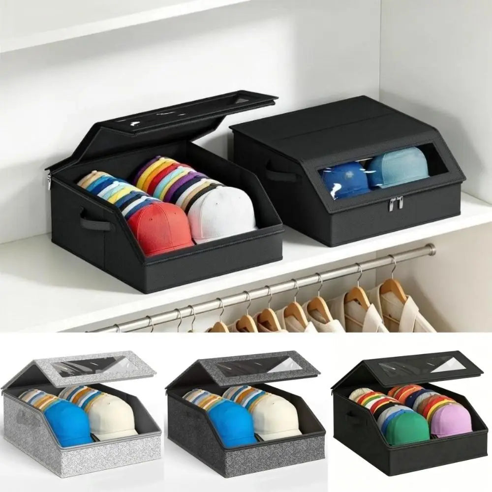 24-Cap Hat Storage Box | Clear Window Stackable Organizer Hat Storage Organizer Richie's