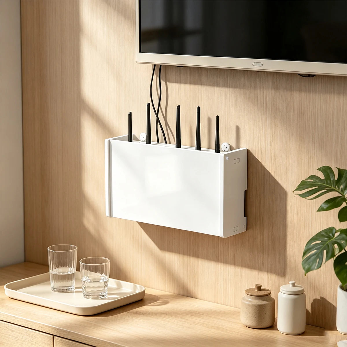 Wall Mount Router Storage Box – WiFi Modem Cable Organizer Cable Organizer Box Richie's