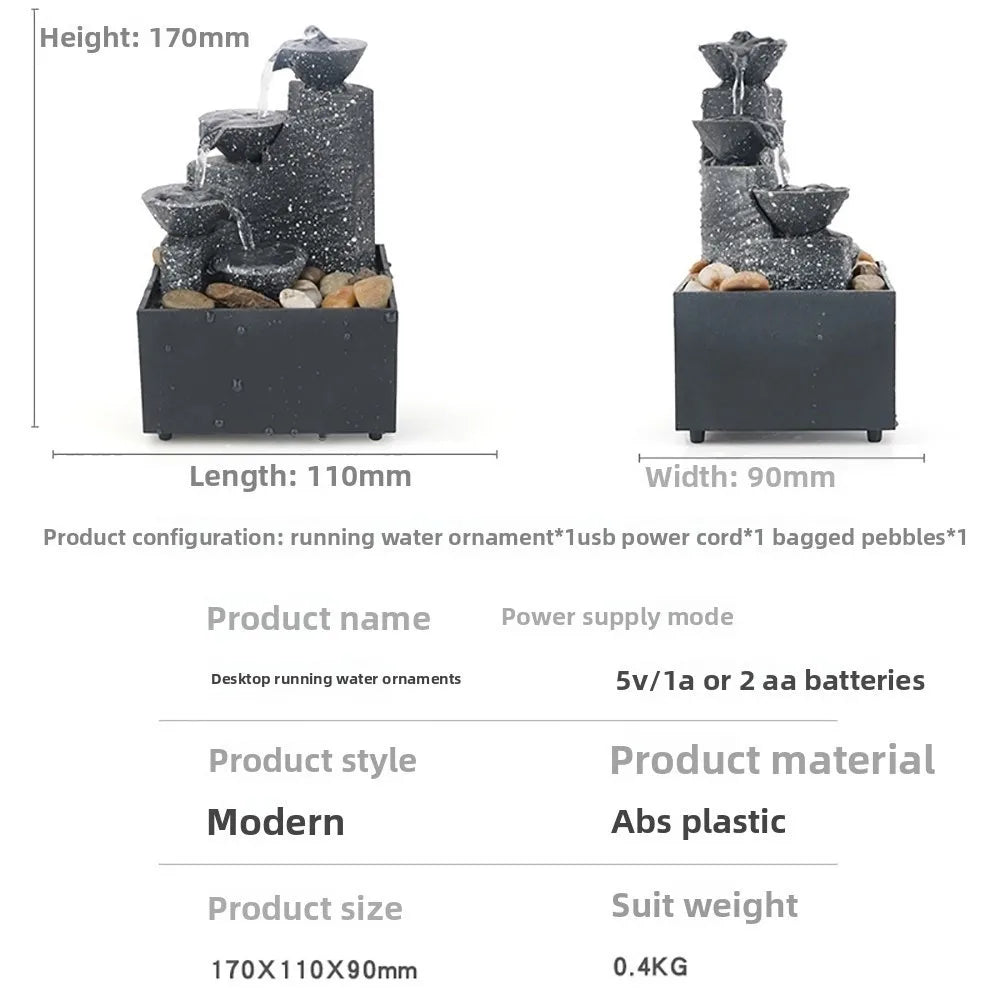 Desktop Water Fountain Waterfall Ornament | USB or Battery Desktop Water Fountain Richie's
