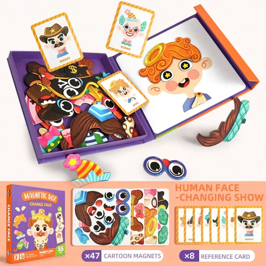 Kids Magnetic Puzzle Book – Crazy Face Dress-Up Learning Game Magnetic Puzzle Game Richie's YB-330-character