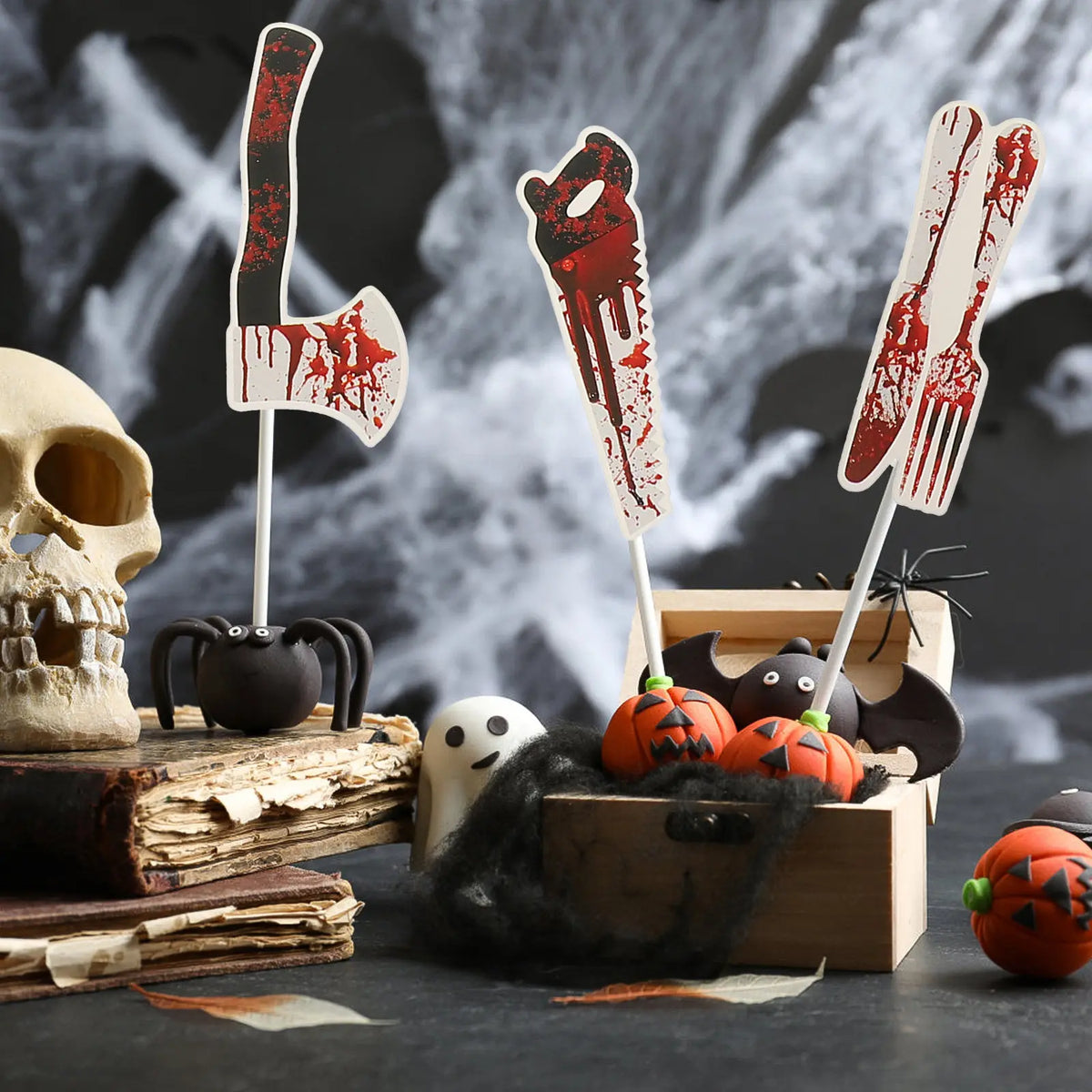 Halloween Cupcake Wrappers & Topper Kit – 2 Set Party Decor Cupcake Decoration Kit Richie's