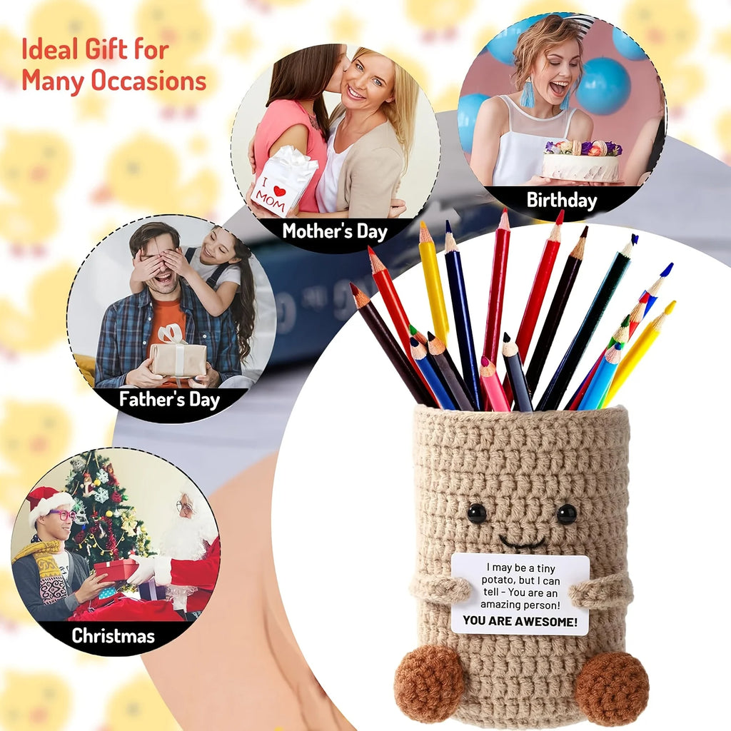 Crochet Pencil Holder Handmade Desk Organizer Makeup Brush Cup Crochet Desk Organizer Richie's