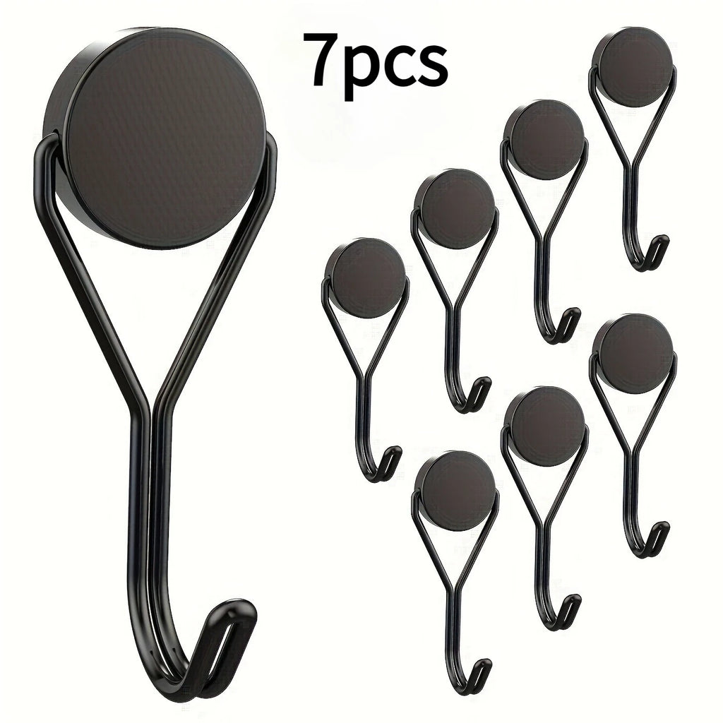 7-Pack Heavy Duty Magnetic Swivel Hooks – Fridge, Cruise & Grill Magnetic Swivel Hooks Richie's Black-7pcs