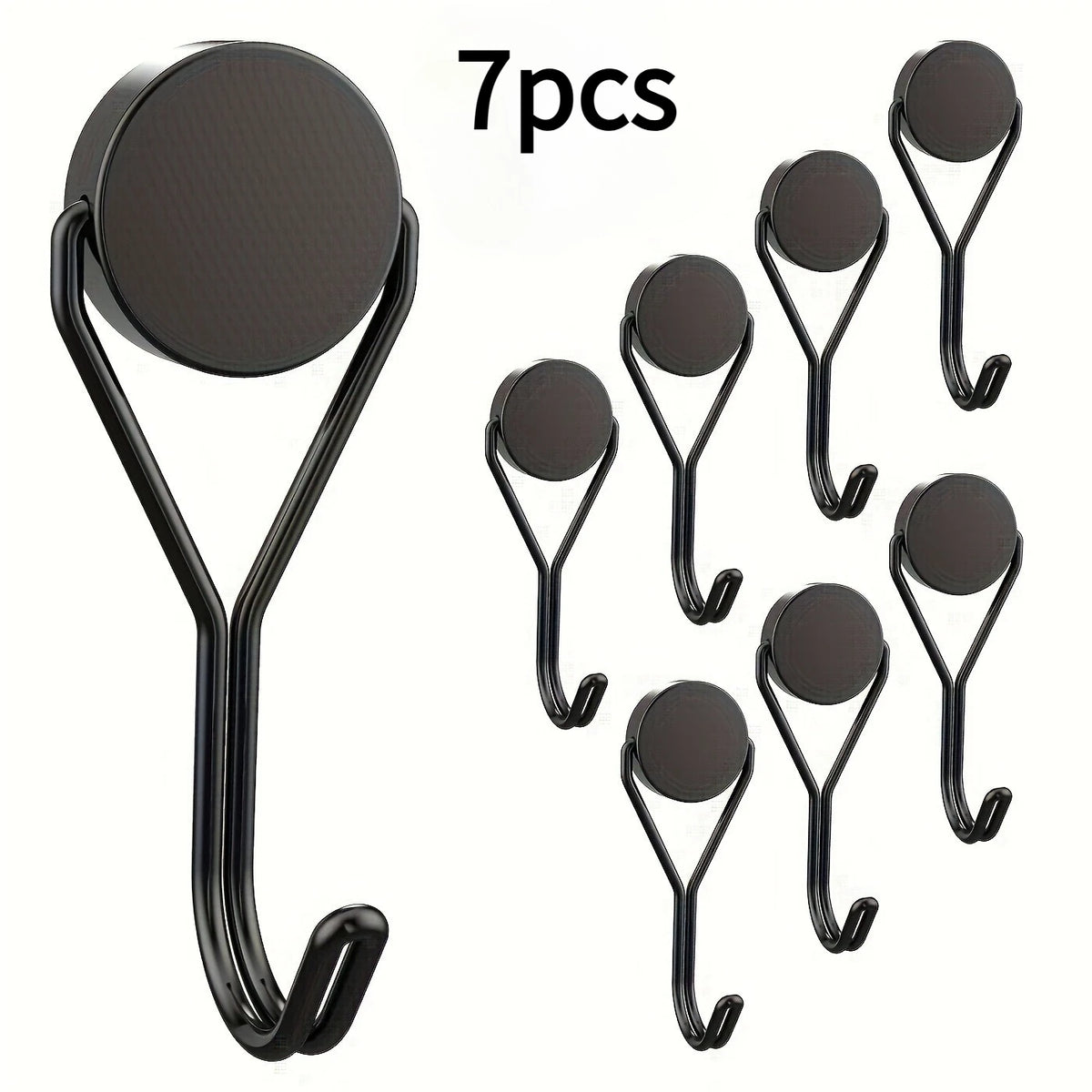 7-Pack Heavy Duty Magnetic Swivel Hooks – Fridge, Cruise & Grill Magnetic Swivel Hooks Richie's Black-7pcs