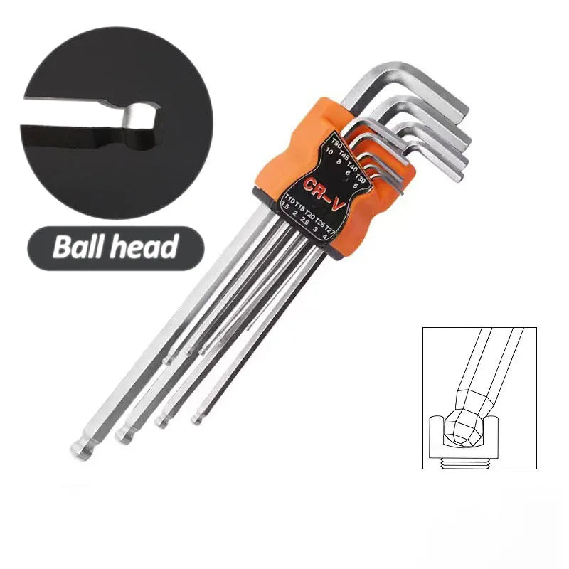9-Piece Double-End L-Type Allen Hex Wrench Set – CR-V Steel Hex Wrench Set Richie's