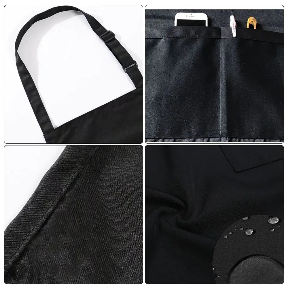 Waterproof Canvas Apron Large Pocket – Adjustable Unisex Black Work Apron Richie's