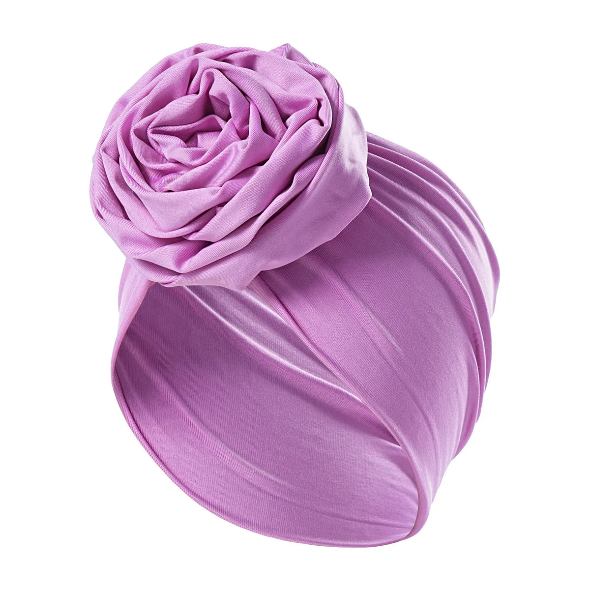 Women's Turban Head Wrap Hijab Cap with 3D Rose Flower Turban Head Wrap Richie's light purple