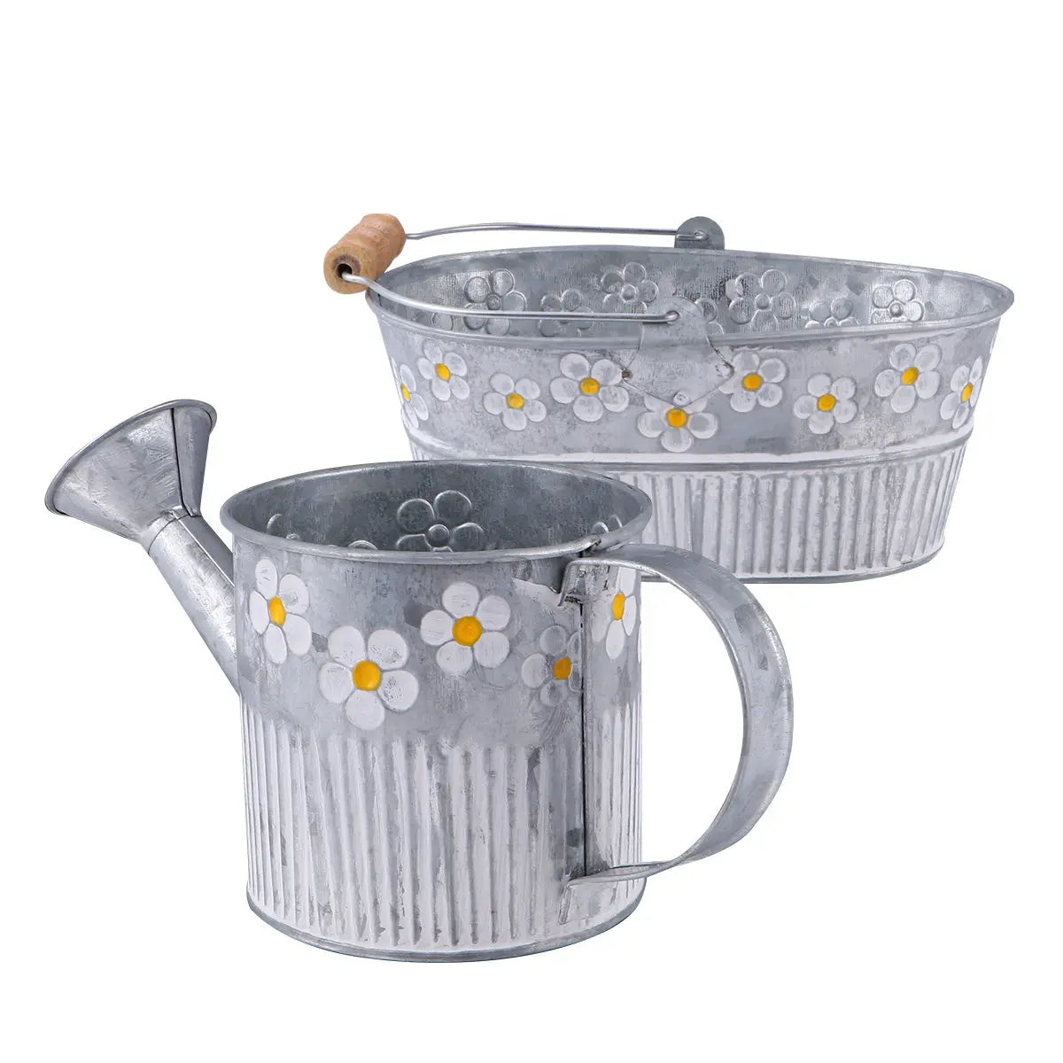 Retro Iron Flower Bucket Vintage Garden Pail & Sprinkler Set Garden Planter Bucket Richie's