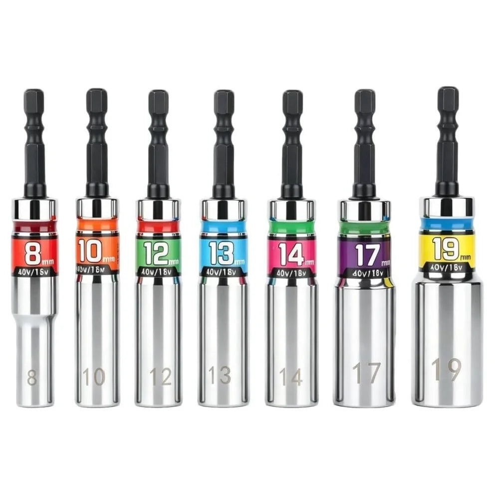 15° Impact Socket Set 8–19mm | 1/4" Hex Shank Nut Driver Impact Socket Set Richie's