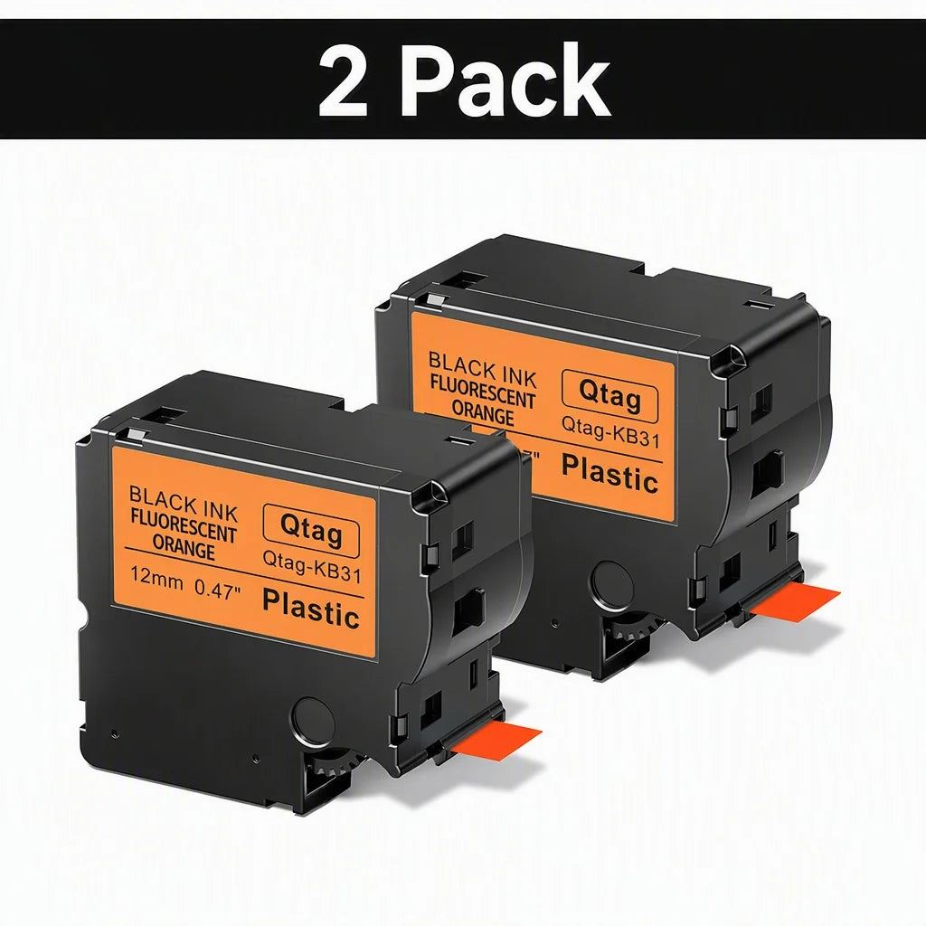 2-Pack Btag 231 Label Tape 12mm Black on White – Brother PT Label Maker Tape Richie's Orange