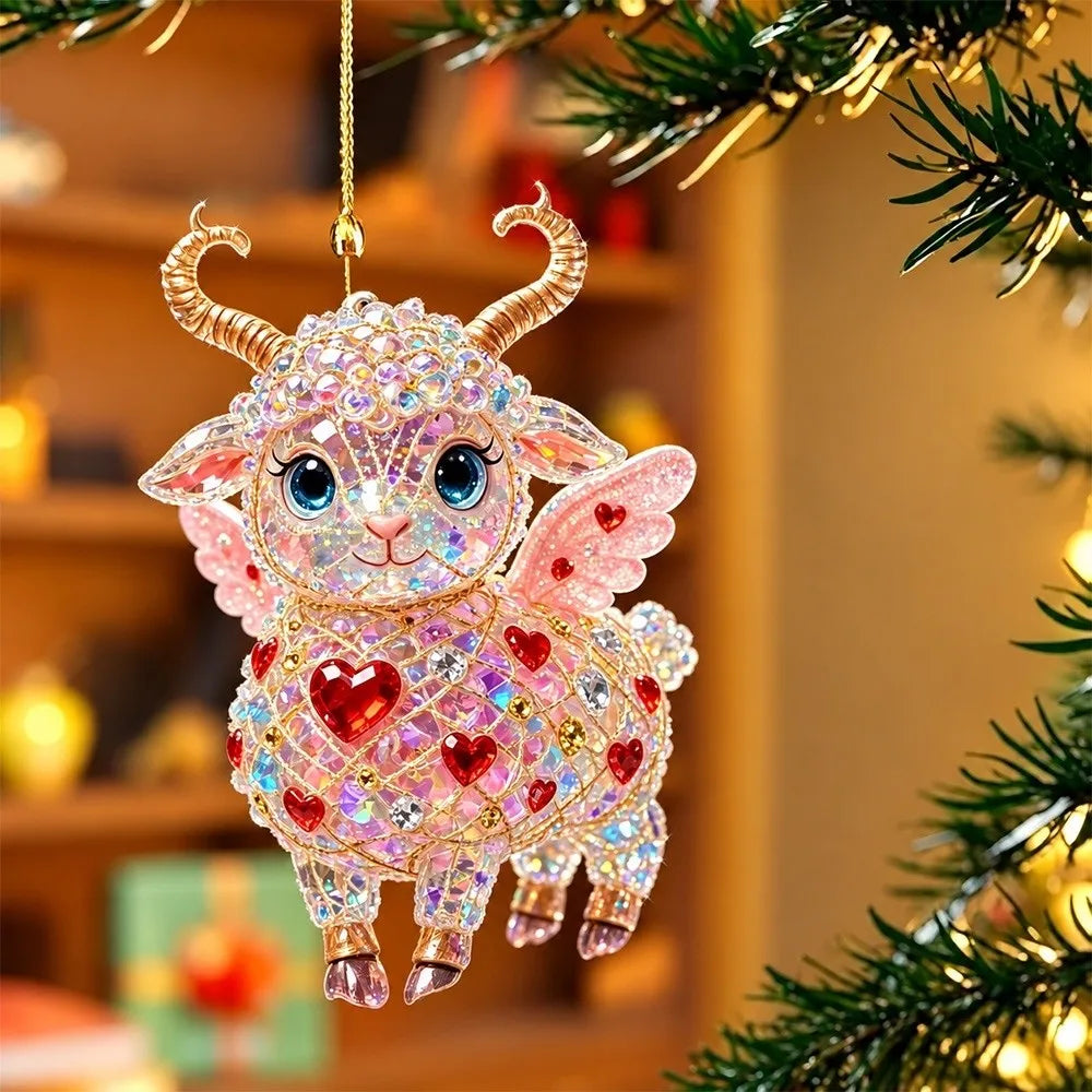 Rhinestone Goat Hanging Ornament – Acrylic Zodiac Charm Set Holiday Ornament Set Richie's