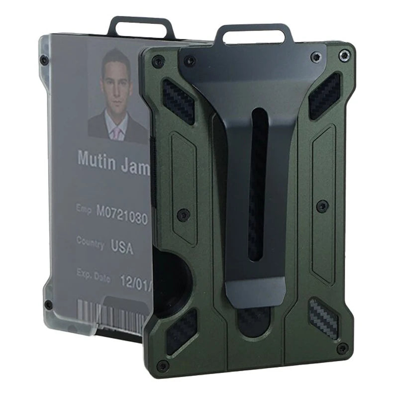 Zeeker Tactical Aluminum ID Badge Holder RFID Blocking Wallet RFID Blocking Wallet Richie's Army Green