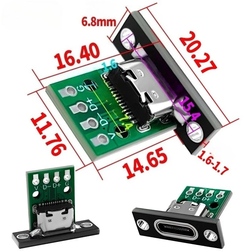 USB 3.1 Type-C 16-Pin PCB Test Adapter Connector Socket USB-C PCB Adapter Richie's F 5Pcs