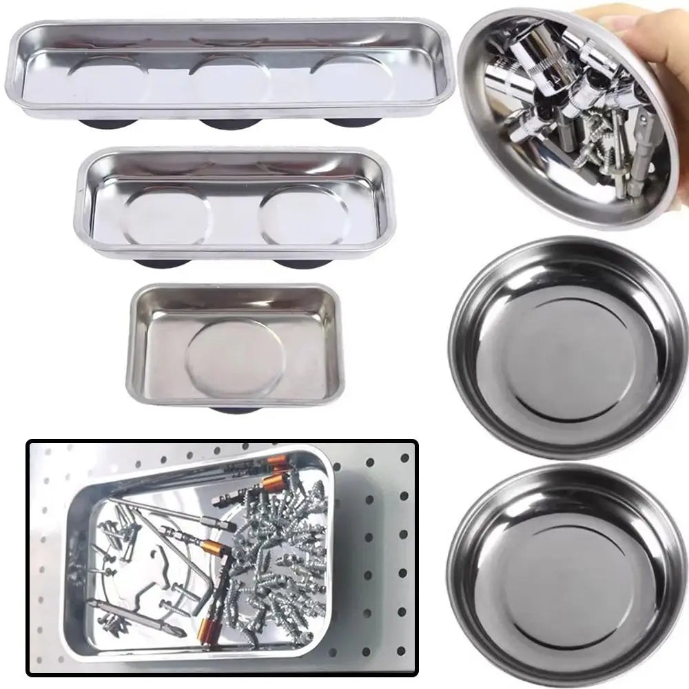Stainless Steel Magnetic Parts Tray with Rubber Base – 3 Sizes Magnetic Parts Tray Richie's