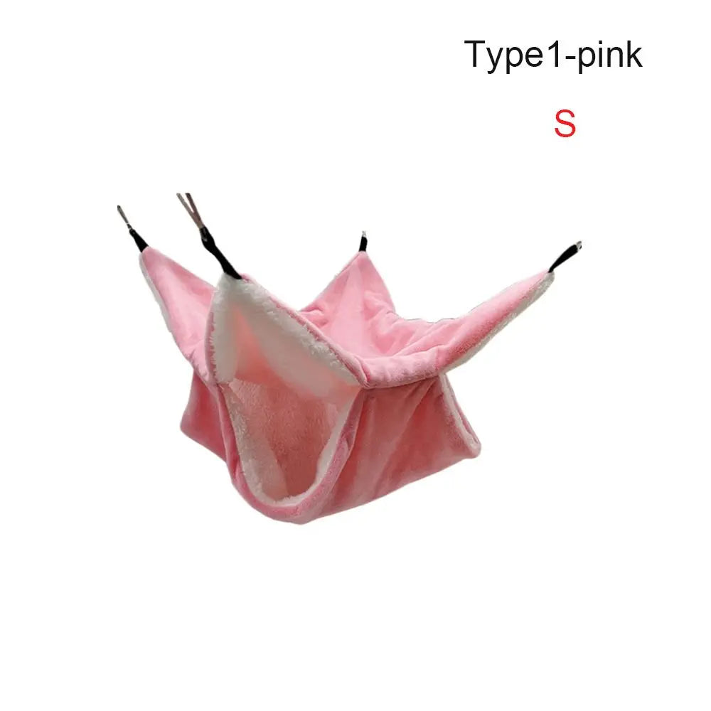 Double-Layer Plush Hammock Nest for Hamsters & Small Pets Small Pet Hammock Richie's Type1-Pink S