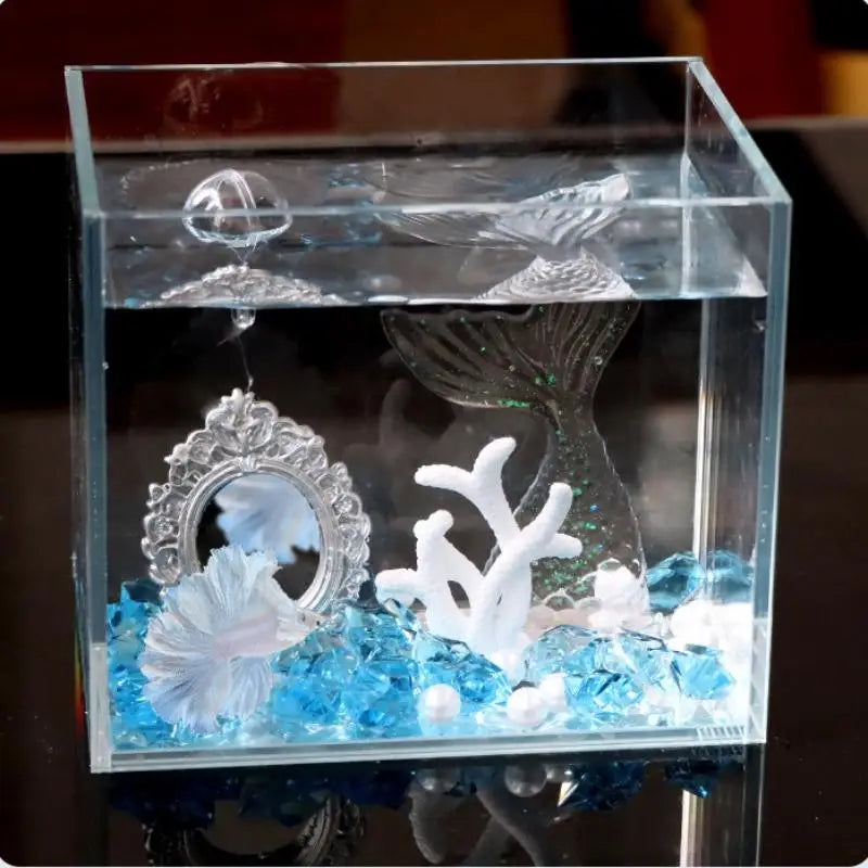 Floating Betta Fish Mirror Ornament – Vintage Retro Frame Aquarium Fish Toy Richie's