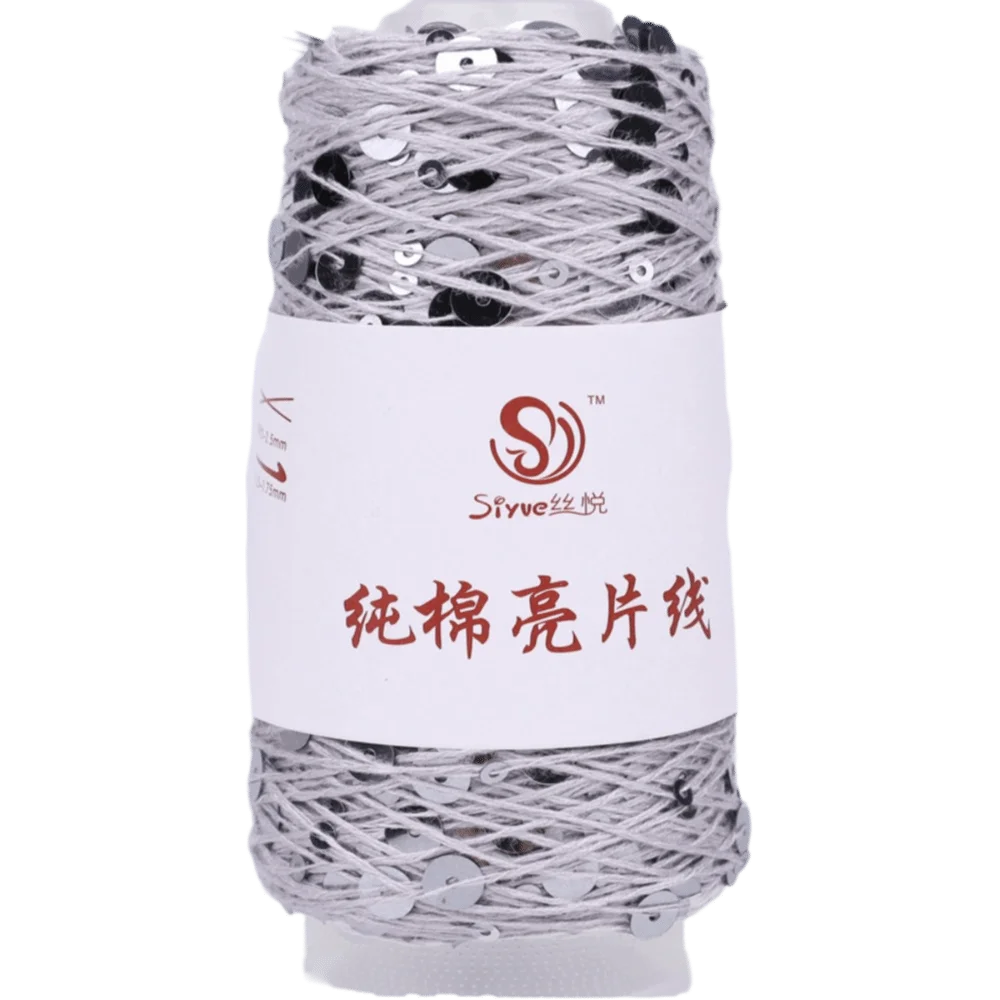 Sequin Bead Hand Knitting Yarn – Sparkle DIY Craft Thread Knitting Yarn Richie's Grey