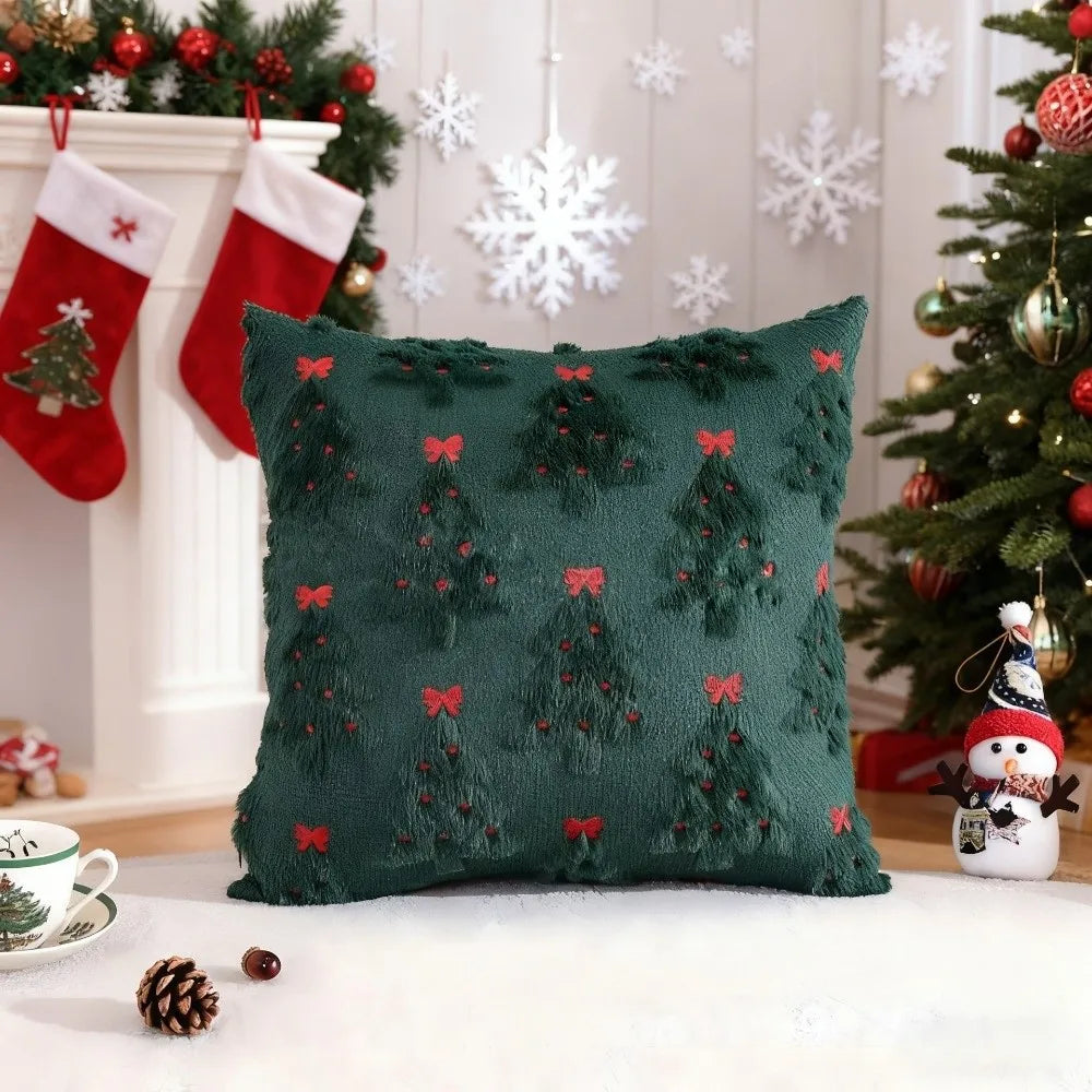 Christmas Tree Embroidered Cushion Cover – Festive Pillow Case Decorative Pillow Cover Richie's 04