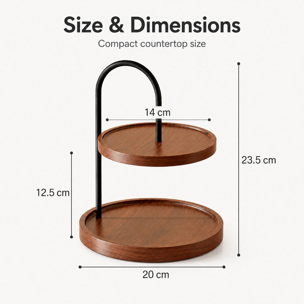 2-Tier Round Wooden Countertop Organizer Tray – Bathroom Wooden Organizer Tray Richie's