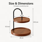 2-Tier Round Wooden Countertop Organizer Tray – Bathroom Wooden Organizer Tray Richie's