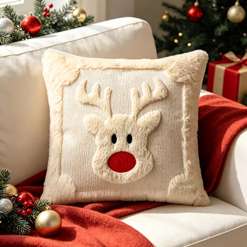 2pcs Christmas Reindeer Pillow Covers – Soft Plush Faux Fur Decorative Pillow Covers Richie's