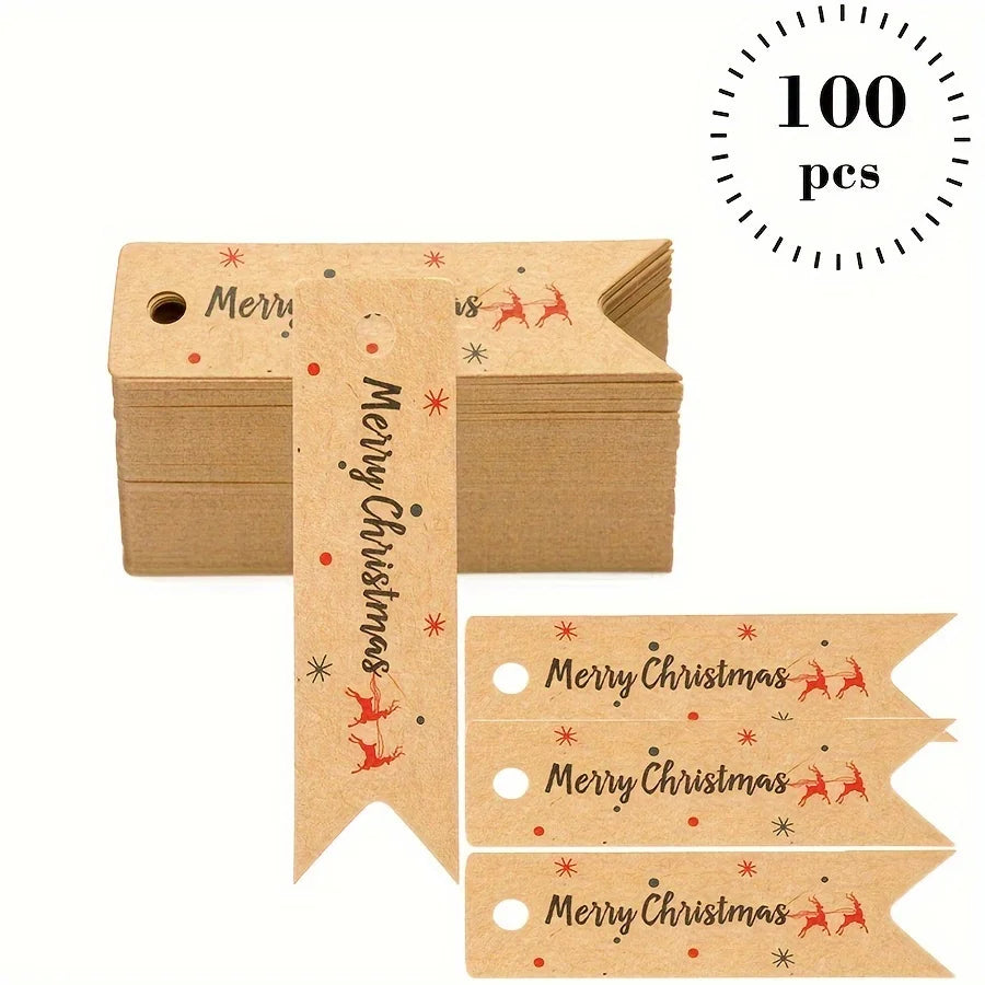 Kraft Paper Christmas Gift Tags with Rope – Merry Xmas Hang Tags Gift Hang Tags Richie's Yellow 100pcs one size fits all