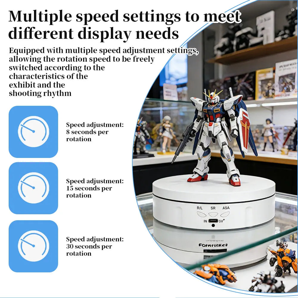 360° Electric Rotating Display Stand – 3-Speed USB Turntable Rotating Display Stand Richie's