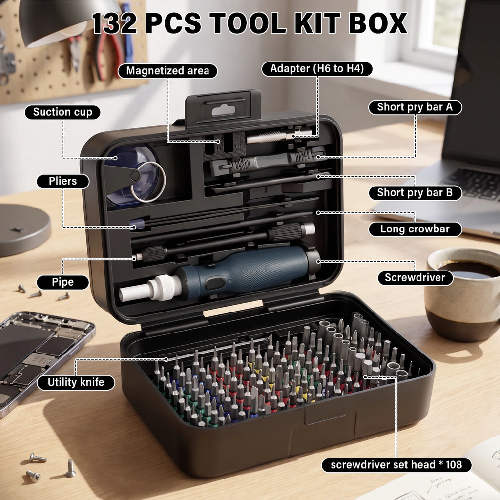 132-in-1 Precision Screwdriver Set | 108 Magnetic Bits Kit Precision Screwdriver Set Richie's