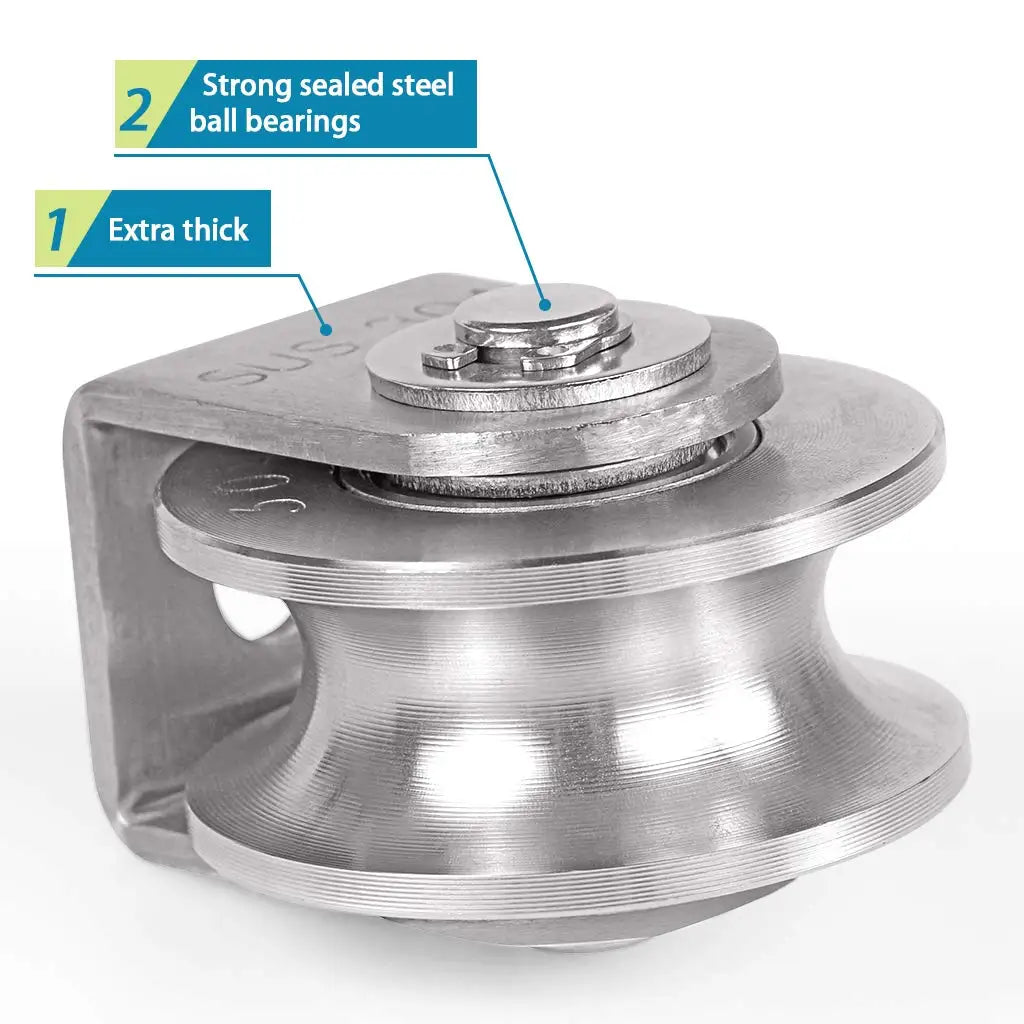 Aciemoke 2" 304 Stainless Steel U Groove Pulley Block 660 lb Pulley Block Richie's