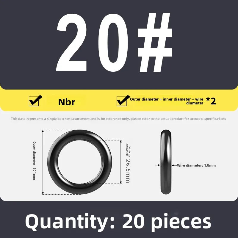 Kande Nitrile O-Ring Set 20-30pcs 1.4-26.5mm Oil Seal Gasket Rubber O-Ring Set Richie's 26.5x1.8 20pcs
