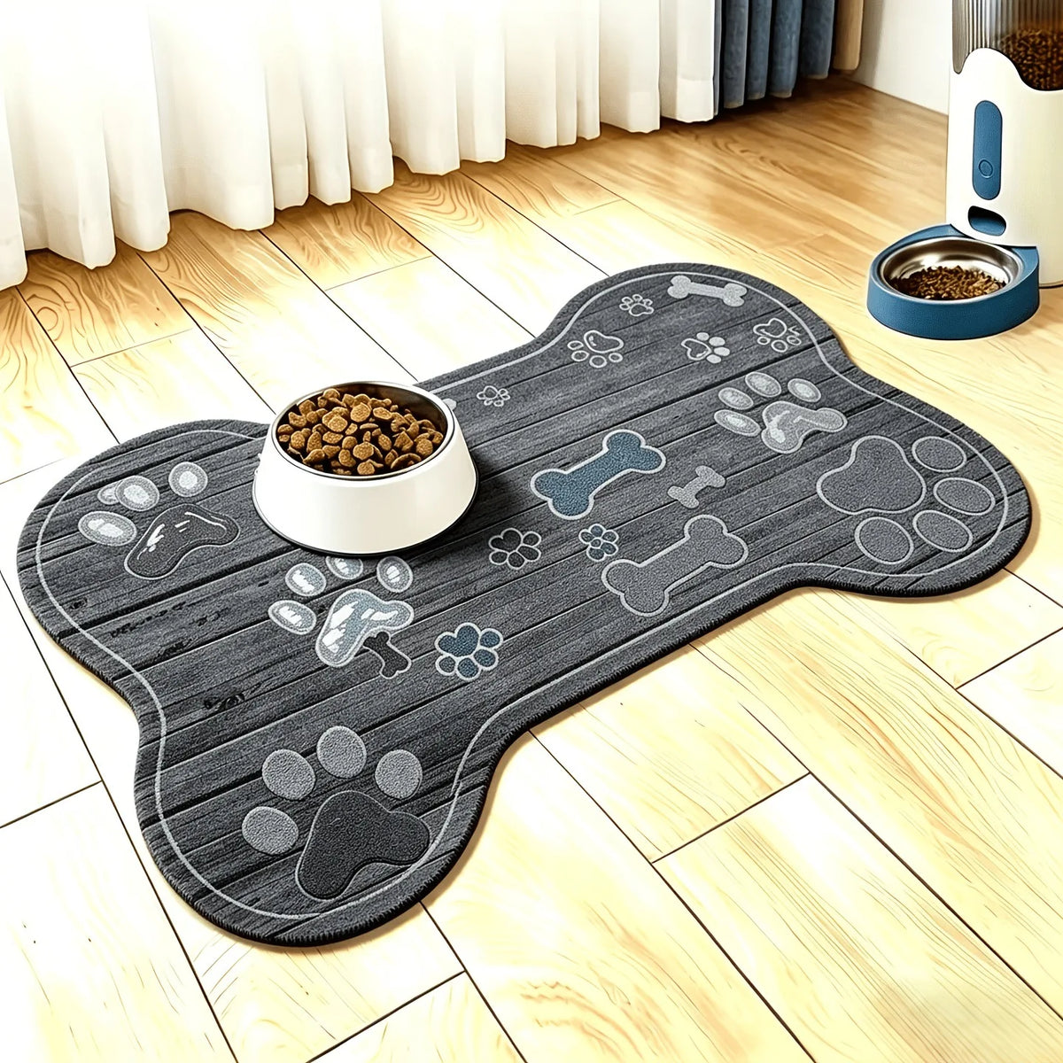 Large Non-Slip Pet Feeding Mat – Quick-Dry Dog Bowl Mat Pet Feeding Mat Richie's GRAY 1pc 40x60cm