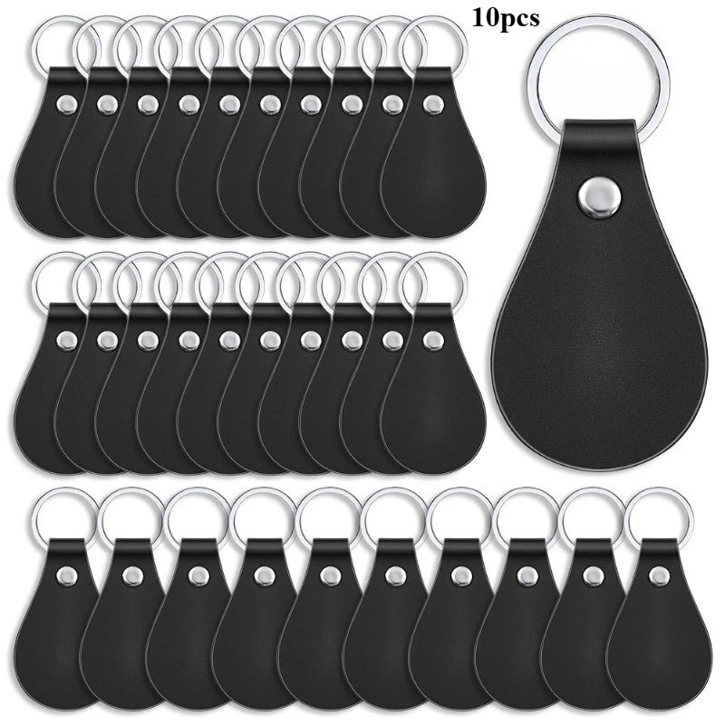 10pcs PU Leather Key Fob Blanks – Laser Engraving Keychain Kit Leather Keychain Blanks Richie's black