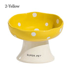 Ceramic Slanted Cat Bowl | Mushroom Design, Anti-Knockover Ceramic Pet Bowl Richie's