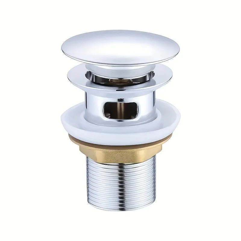 Stainless Steel Basin Drain with Pop-Up Press Stopper Basin Drain Stopper Richie's Silver with holes