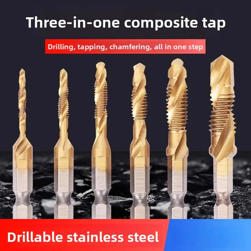 HSS Titanium Tap Drill Bit All-in-One Machining Tool Set 1–6pc Tap Drill Bit Set Richie's