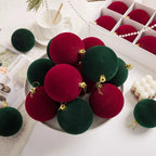 12pcs Flocked Christmas Ball Ornaments Vintage 6cm Set Christmas Ball Ornaments Richie's