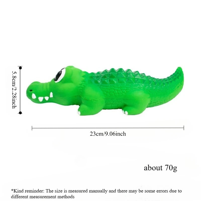 Crocodile Squeaky Dog Chew Toy – Durable Rubber Latex Dog Chew Toy Richie's Green-M-1pc