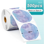 Phomemo 1000pcs Round Thermal Shipping Labels Rainbow Stickers Thermal Shipping Labels Richie's 500pcs Star A