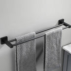 Matte Black Double Towel Bar Rack – 60cm Aluminium Square Design Double Towel Bar Richie's
