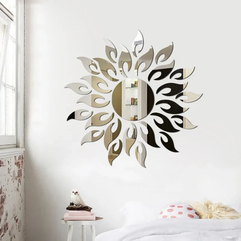 Sunflower Acrylic Mirror Wall Sticker – Reflective Decal Mirror Wall Sticker Richie's Silver