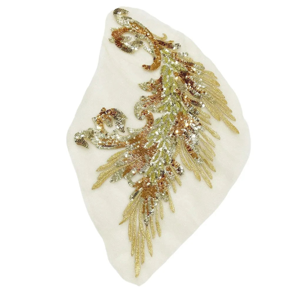Phoenix Feather Sequined Embroidery Patch – DIY Sew-On Embroidery Patch Richie's gold2
