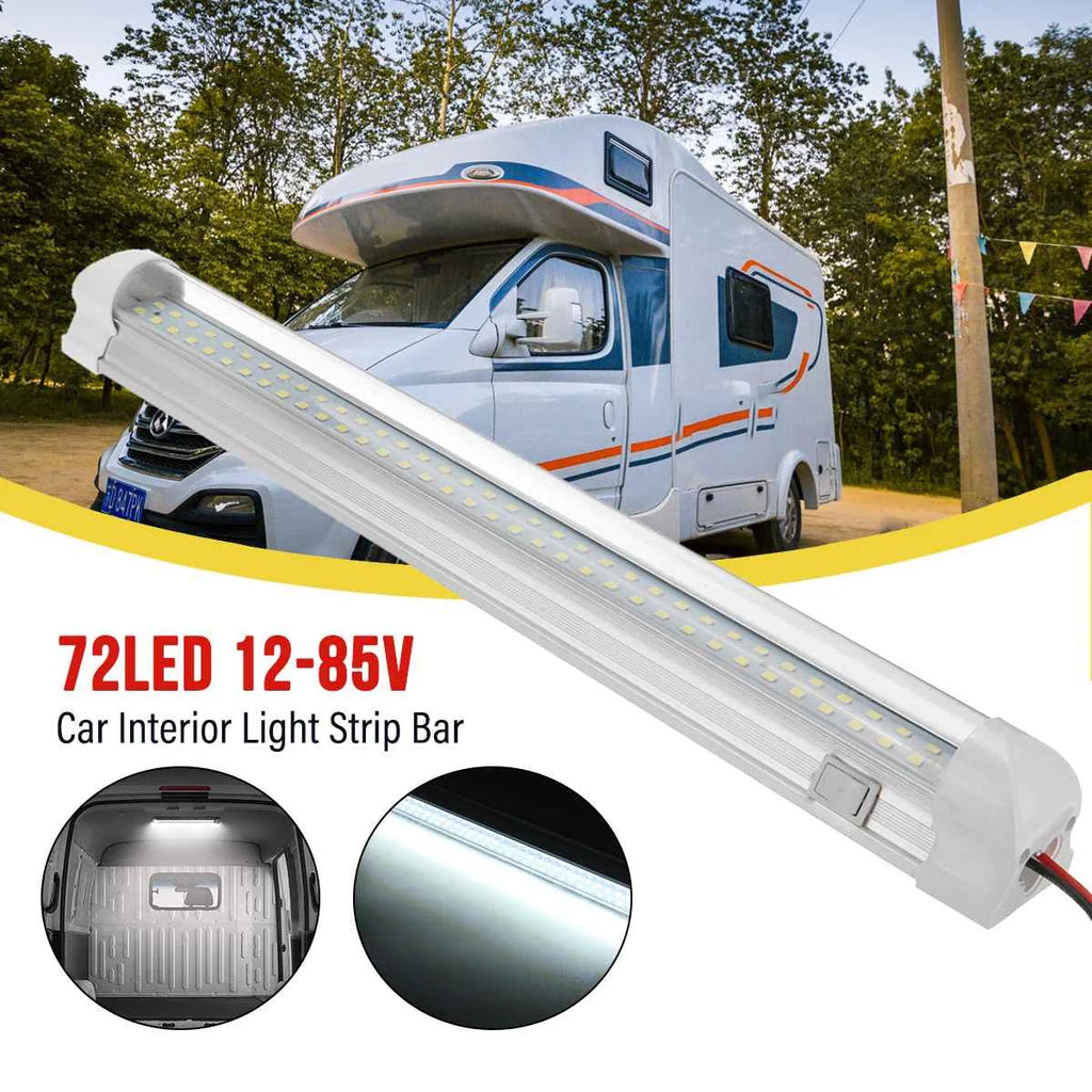 72 LED Interior Light Bar 12V–85V On/Off Switch Van Truck RV Vehicle Interior Light Richie's