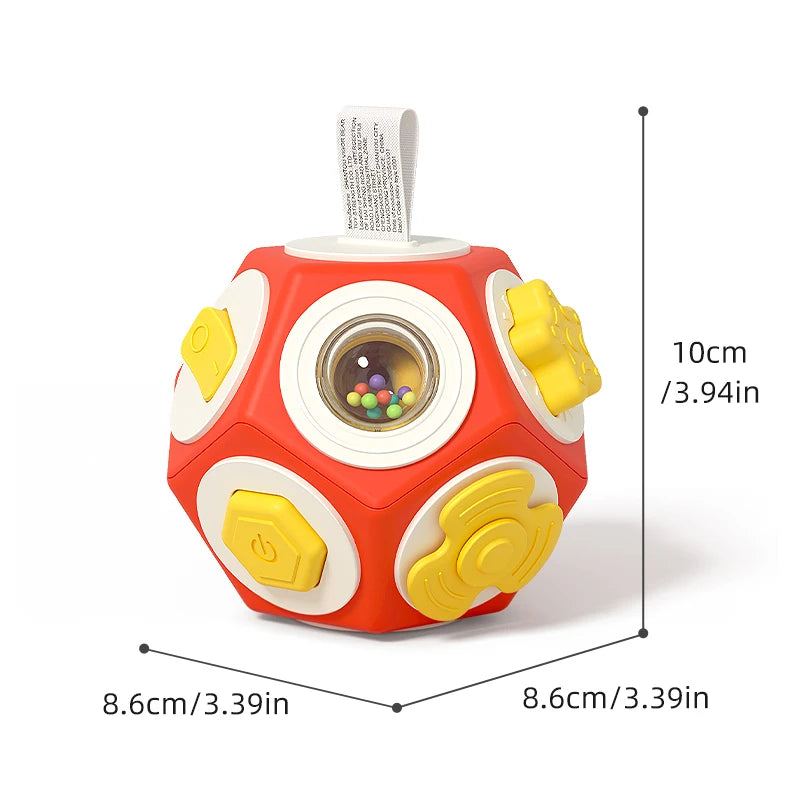 Sensory Dodecahedron Grasping Ball – Baby Learning Toy 0–3Y Baby Sensory Toy Richie's Hlx236A-Red