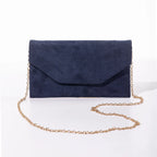 Women's Suede Envelope Clutch Bag with Chain Shoulder Strap Evening Clutch Bag Richie's DEEP BLUE
