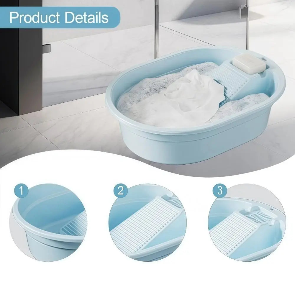 2-in-1 Washboard Basin Large Plastic Laundry Tub Hand Washing Laundry Washboard Tub Richie's