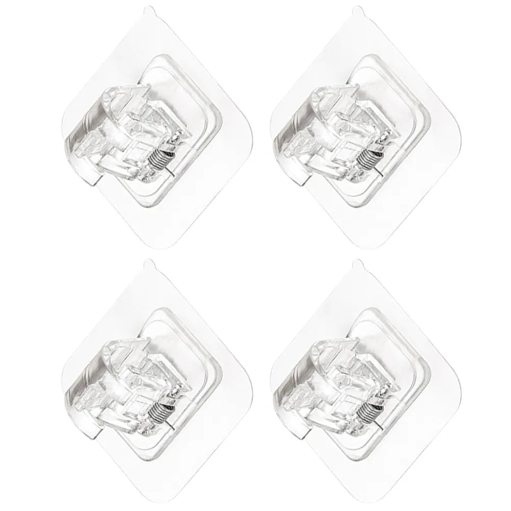 4Pcs Self-Adhesive Curtain Rod Clips – Clear, No-Drill Holders Curtain Rod Clips Richie's