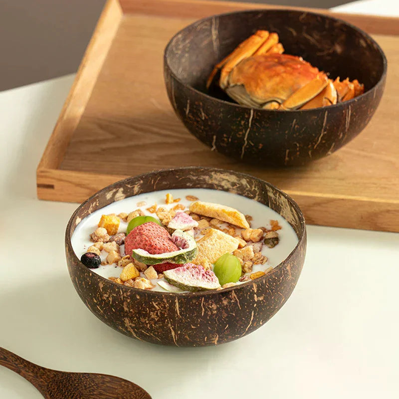 Natural Coconut Bowl & Spoon Set – Handmade Eco Tableware Coconut Bowl Set Richie's