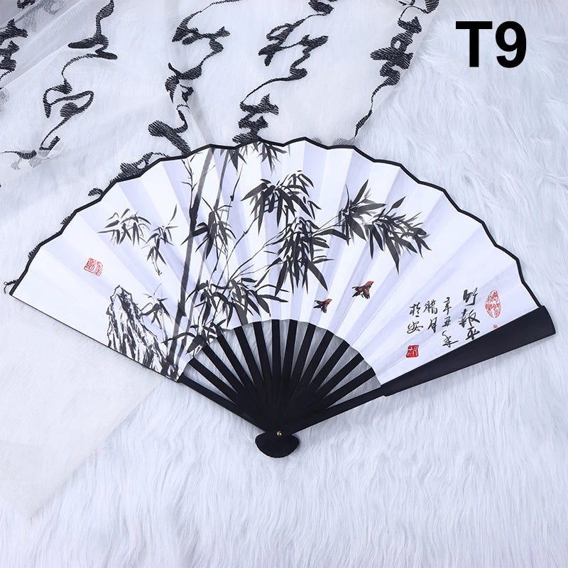 Double-Sided Silk Bamboo Folding Fan – Chinese Hanfu Style Decorative Folding Fan Richie's T9